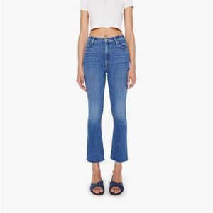 MOTHER THE HUSTLER FLOOD FRAY HIGH-RISE CROP JEANS